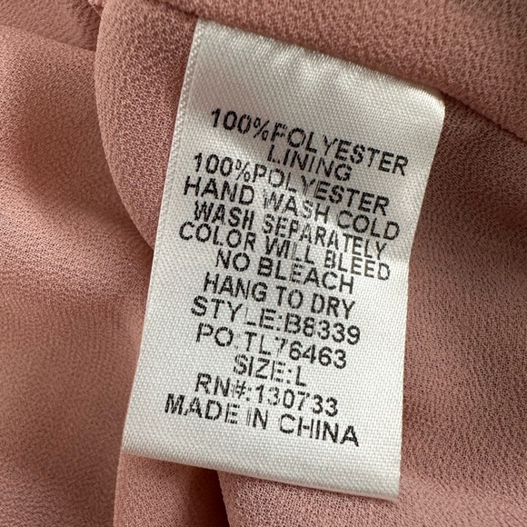 NWT Umgee Mauve Shimmer Pleated Sheer Blouse Long Sleeve Ruffle Mock Neck - Picture 11 of 11